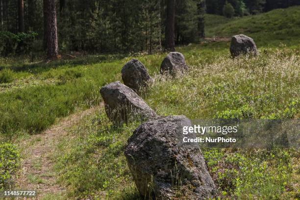 Stone Circles are seen in Odry, Poland on 8 June 2019 Odry is Europes second largest collection of circles containing at least 602 Neolithic burial...