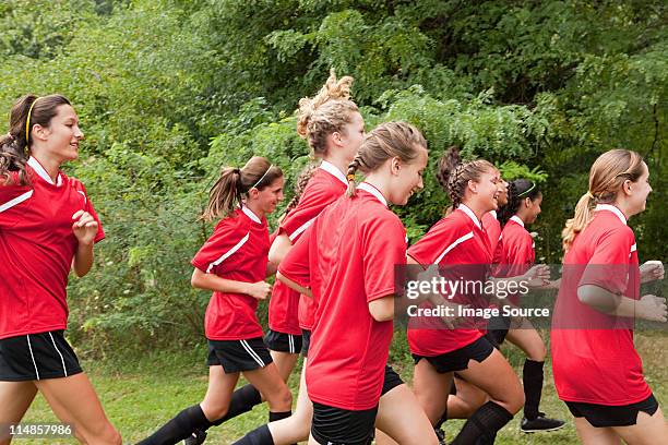 girl soccer players running - chatham new york state stock pictures, royalty-free photos & images