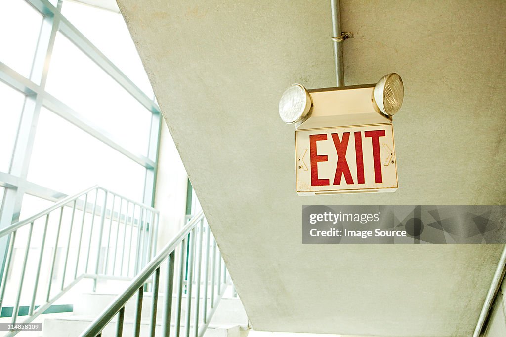 Exit sign in car park