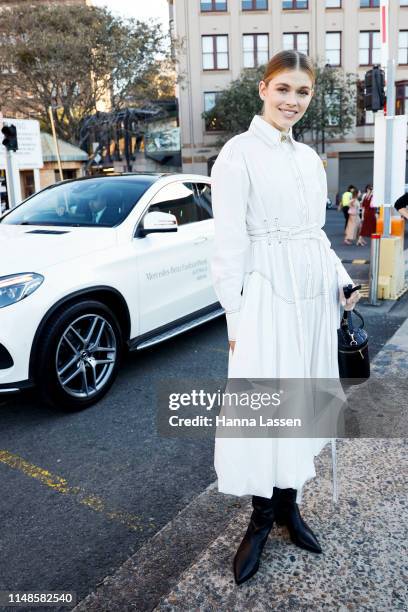Victoria Lee attends Mercedes-Benz Fashion Week Resort 20 Collections on May 12, 2019 in Sydney, Australia.
