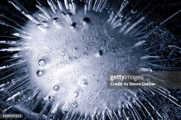 extreme close up of ice - smeltende sneeuw stockfoto's en -beelden