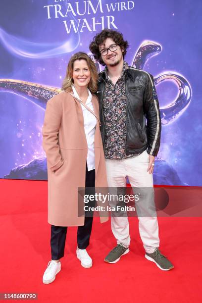 German actress Valerie Niehaus and her son Joshua Elias Niehaus attend the movie premiere of "Aladdin" at UCI Luxe Mercedes Platz on May 11, 2019 in...