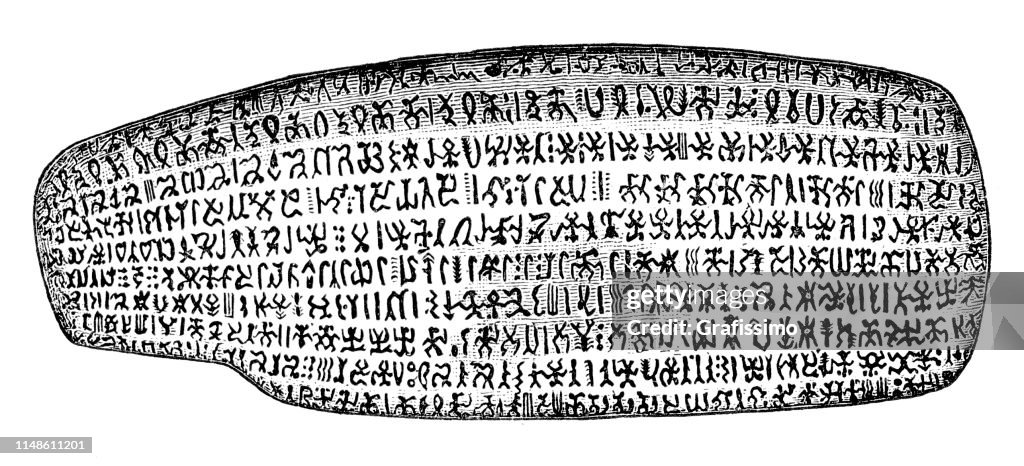 Tablet mit Hieroglyphen namens Rongorongo auf der Osterinsel Chile 1894