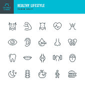 Healthy Lifestyle - set of line vector icons