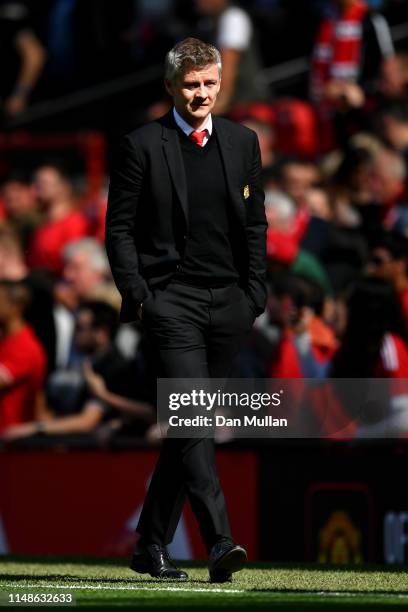 Ole Gunnar Solskjaer, Manager of Manchester United looks dejected during the Premier League match between Manchester United and Cardiff City at Old...