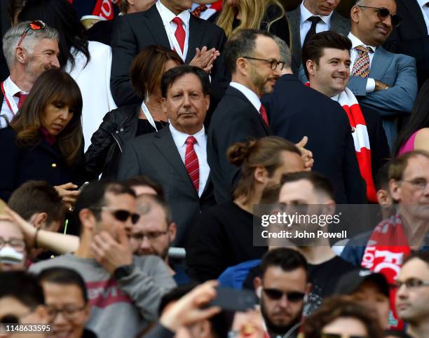 Tom Werner of Liverpool and Michael Gordon during the Premier League match between Liverpool FC and Wolverhampton Wanderers at Anfield on May 12,...