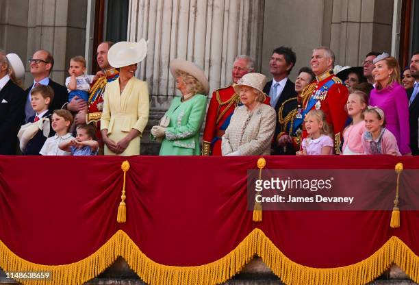 Prince Louis, Prince George, Prince William, Duke of Cambridge, Princess Charlotte, Catherine, Duchess of Cambridge, Camilla, Duchess of Cornwall,...