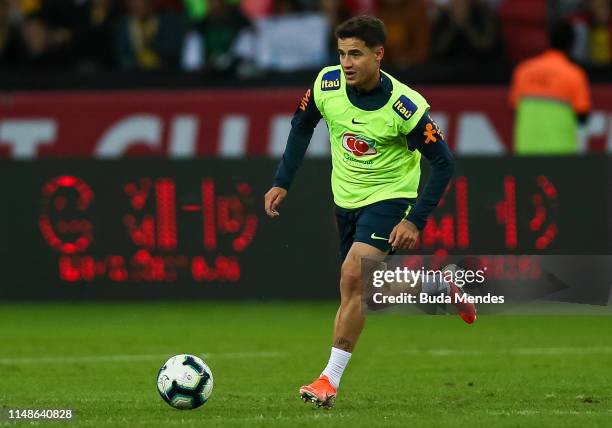 Philippe Coutinho takes part in a training session at Beira Rio stadium on June 08, 2019 in Porto Alegre, Brazil.