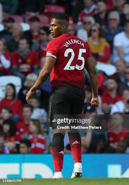 Antonio Valencia of Manchester United in action during the Premier League match between Manchester United and Cardiff City at Old Trafford on May 12,...