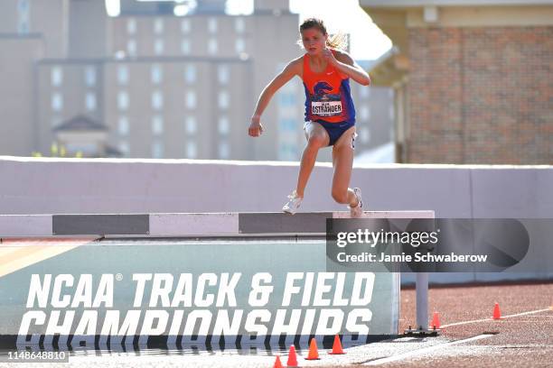 Allie Ostrander of the Boise State Broncos races to victory in the 3000 meter steeplechase during the Division I Men's and Women's Outdoor Track &...