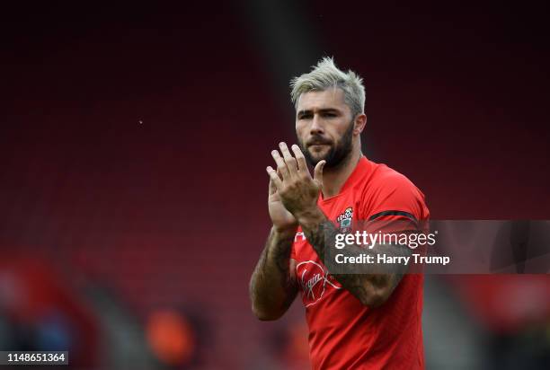 Charlie Austin of Southampton during the Premier League match between Southampton FC and Huddersfield Town at St Mary's Stadium on May 12, 2019 in...