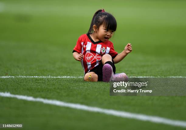 The daughter of Maya Yoshida of Southampton looks on during the Premier League match between Southampton FC and Huddersfield Town at St Mary's...