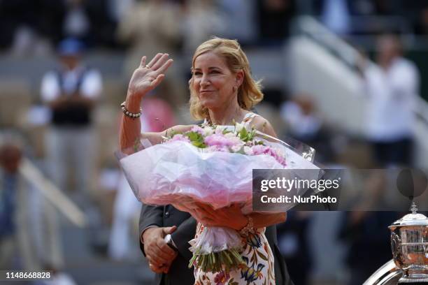 Chris Evert at the end of the women's singles final match on day fourteen of The Roland Garros 2019 French Open tennis tournament in Paris on June 8,...