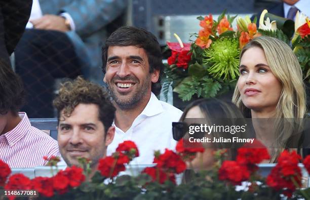 Ex Real Madrid footballer Raul watches on as Novak Djokovic of Serbia plays against Stefanos Tsitsipas of Greece in the final during day nine of the...