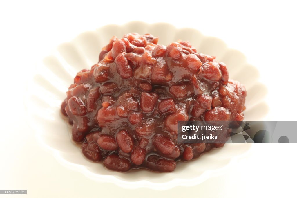 Red bean paste on dish for cooking image