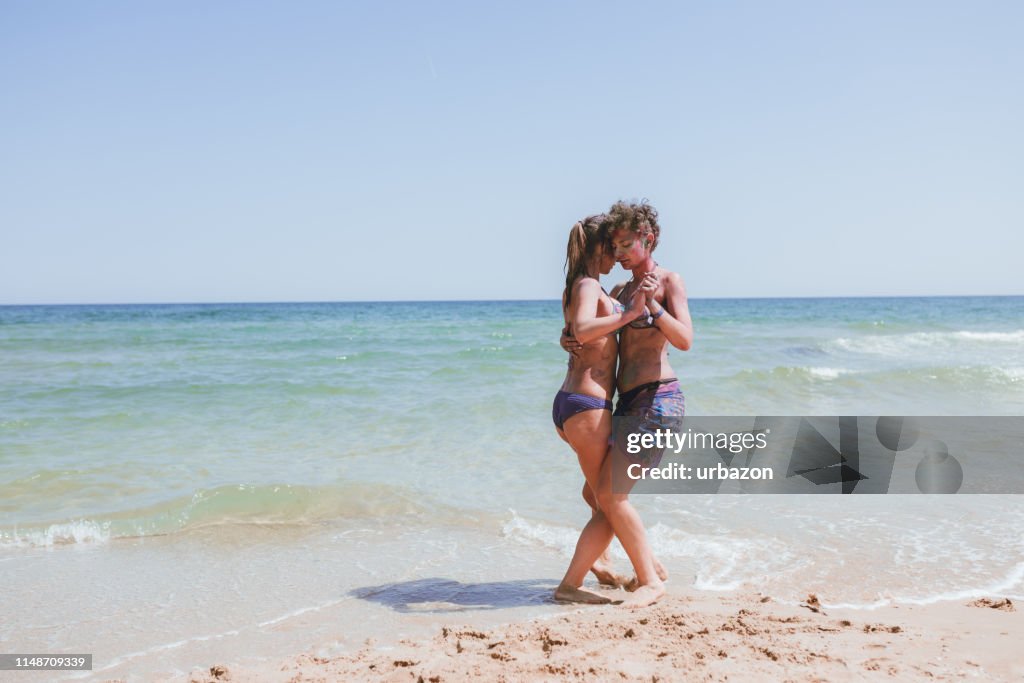Dancing on the beach with face paint