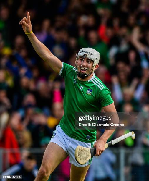 Limerick , Ireland - 9 June 2019; Aaron Gillane of Limerick celebrates after scoring his side's first goal during the Munster GAA Hurling Senior...