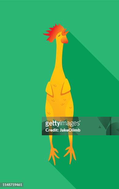 ilustraciones, imágenes clip art, dibujos animados e iconos de stock de icono de pollo de goma flat - travesura