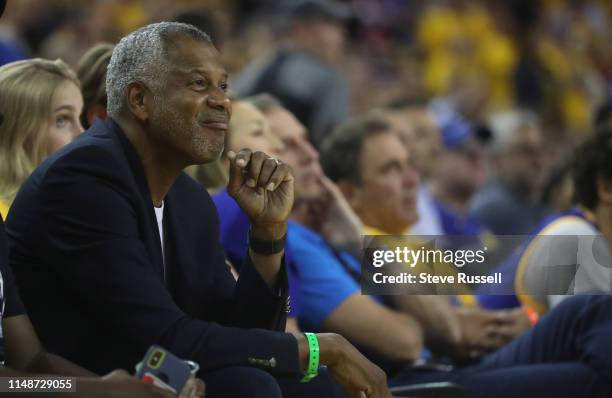 Toronto Raptors forward Kawhi Leonard's Uncle watches early in the game as the Toronto Raptors beat the Golden State Warriors in game four of the NBA...