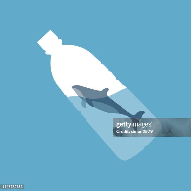stop ocean plastic pollution! - dirty water bottle stock illustrations