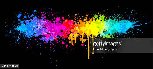 regenbogenfarbe spritzen - graffiti splatter stock-grafiken, -clipart, -cartoons und -symbole