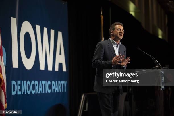 Steve Bullock, governor of Montana and 2020 presidential candidate, speaks during an Iowa Democratic Party Hall of Fame event in Cedar Rapids, Iowa,...