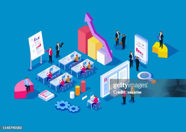 group of business people working in the office - business meeting stock illustrations