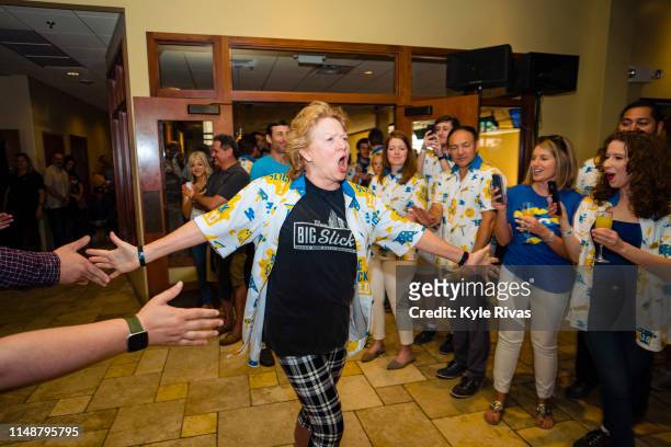Becky Ann Baker participates in bowling at Pinstripes during the Big Slick Celebrity Weekend benefiting Children's Mercy Hospital of Kansas City on...