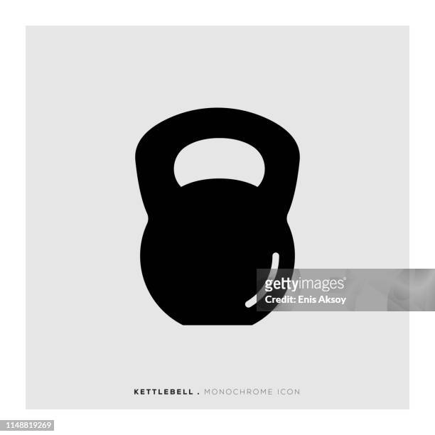 kettlebell monochrome icon - weights stock illustrations