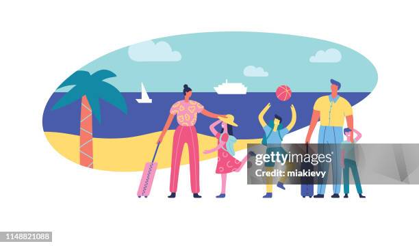 family vacations - family horizontal stock illustrations