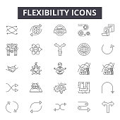 Flexibility line icons, signs, vector set, linear concept, outline illustration