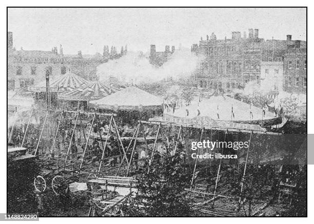 antique photo: country fair scenes - exposition stock illustrations