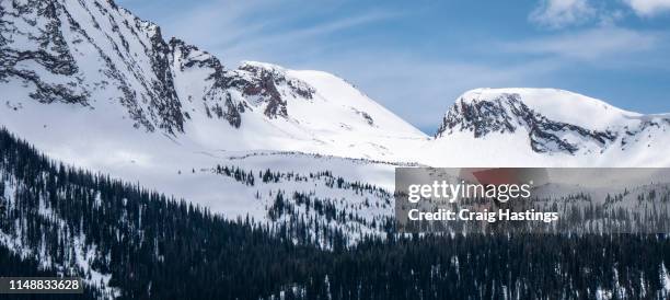 colorado, usa - april 19, 2019: magestic snowy colorado mountains and tree scenes from durango to silverton - aspen tree stockfoto's en -beelden