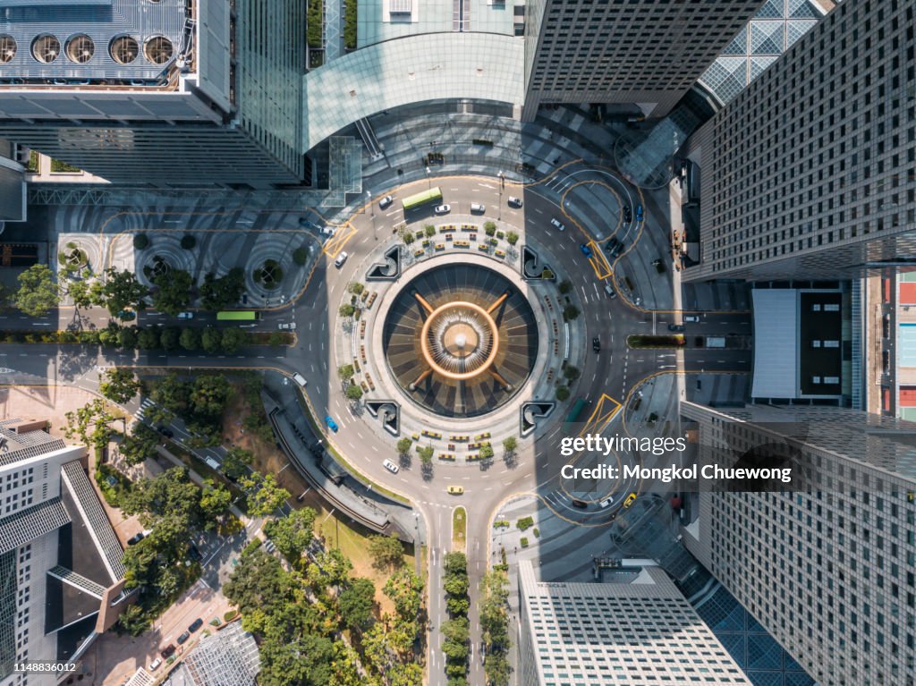 Top view of the Fountain of Wealth as the largest fountain in the world at Singapore. It is located in one of Singapore largest shopping malls.