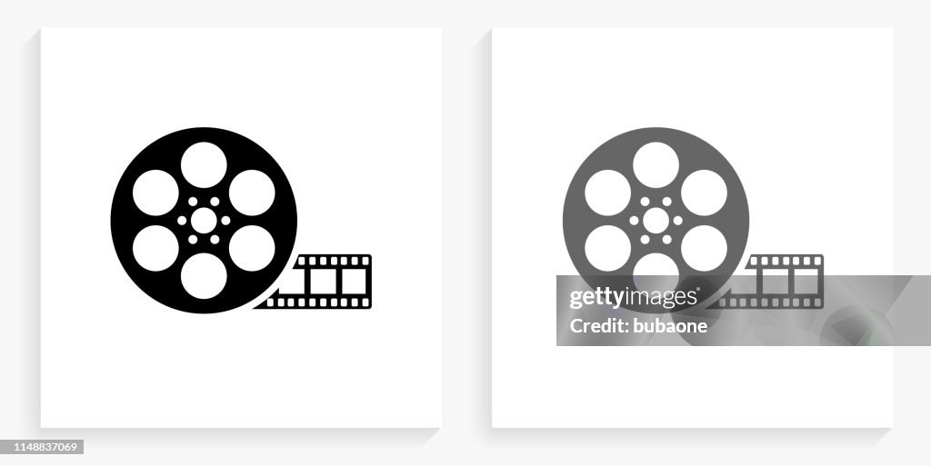 Movie Reel Black and White Square Icon
