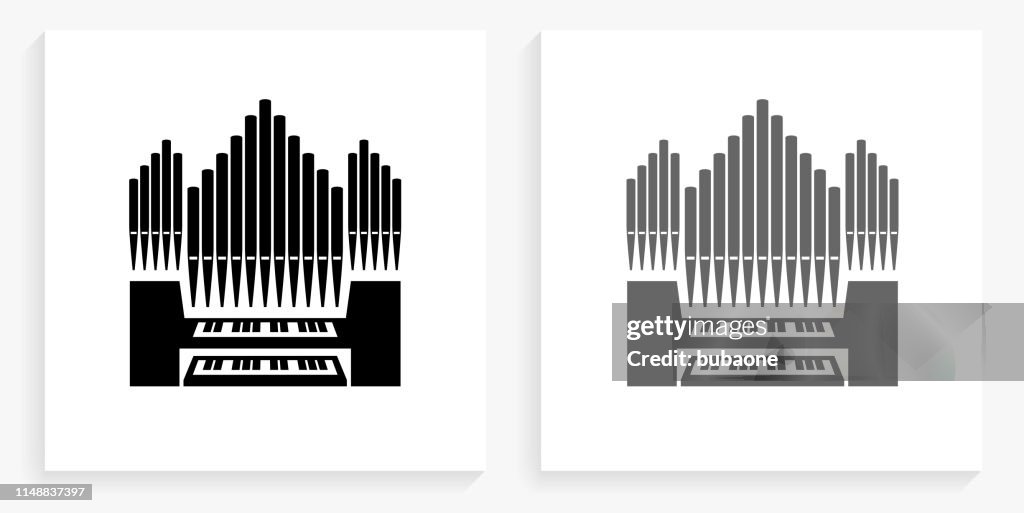 Icona quadrata in bianco e nero organo