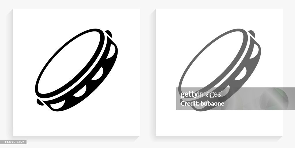Tambourine Black and White Square Icon