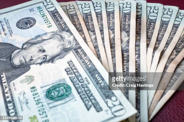 las vegas, usa - april 15, 2019: selection of twenty dollar notes from winnings in las vegas - 200 stock pictures, royalty-free photos & images