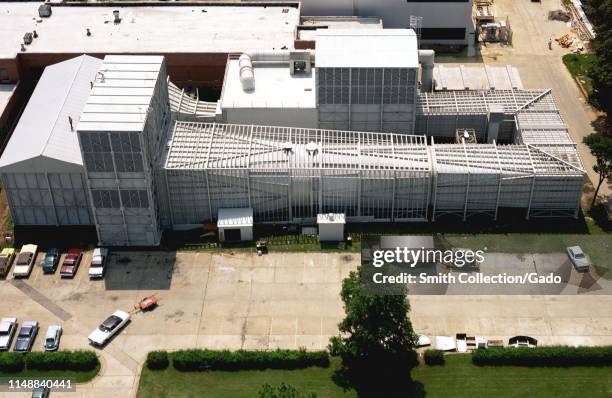 Aerial view of the 7x10-Foot High-Speed Wind Tunnel at the Langley Research Center, Hampton, Virginia, 1985. Image courtesy National Aeronautics and...
