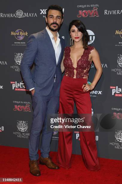 Shalim Ortiz and Thanya Lopez attend the red carpet of the Premios Platino 2019 at Occidental Xcaret Hotel on May 12, 2019 in Playa del Carmen,...