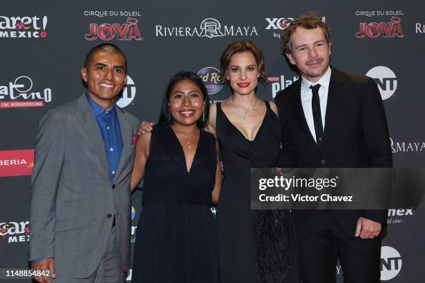 Jorge Antonio Guerrero Martinez, Yalitza Aparicio, Marina de Tavira and Fernando Grediaga attend the red carpet of the Premios Platino 2019 at...