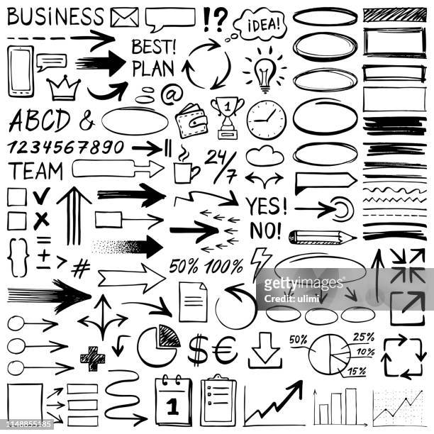 stockillustraties, clipart, cartoons en iconen met hand getekende design elementen - business numbers