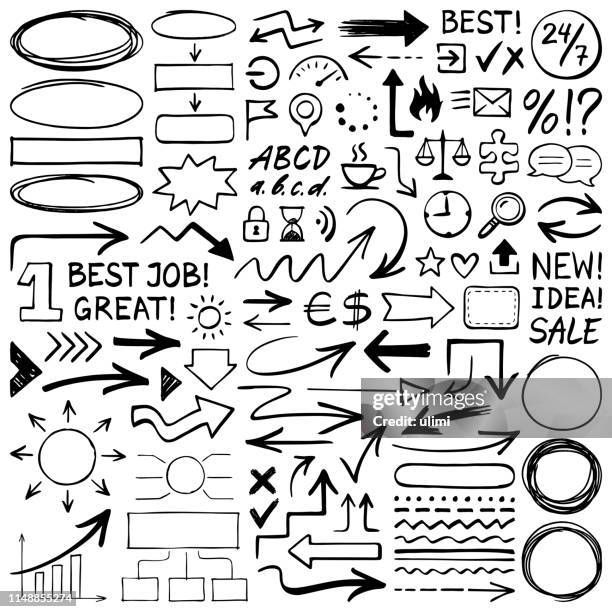 hand drawn design elements - marker circle stock illustrations