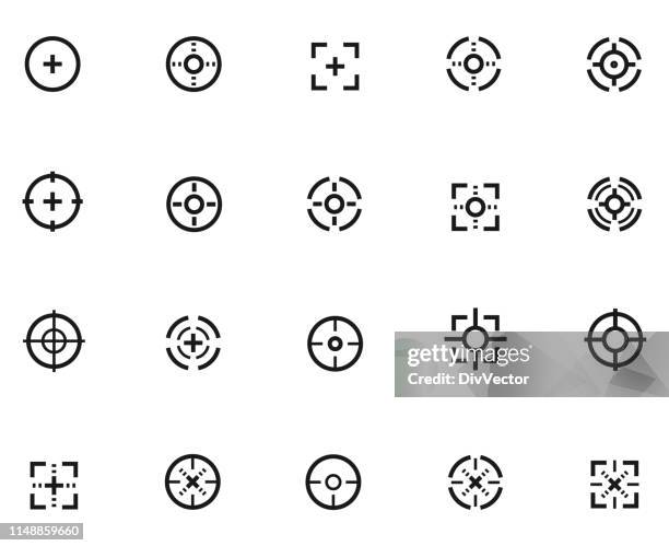 crosshair icon set - crosshair stock illustrations