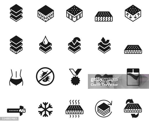 mattress icon set - mite stock illustrations