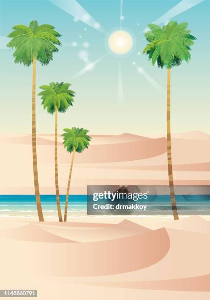 stockillustraties, clipart, cartoons en iconen met oasisi en palm boom - hurghada