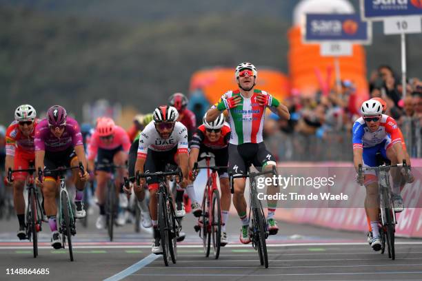 Arrival / Elia Viviani of Italy and Team Deceuninck - Quick-Step / Celebration / Fernando Gaviria Rendon of Colombia and UAE - Team Emirates / Arnaud...