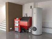 Heating system, 3D illustration