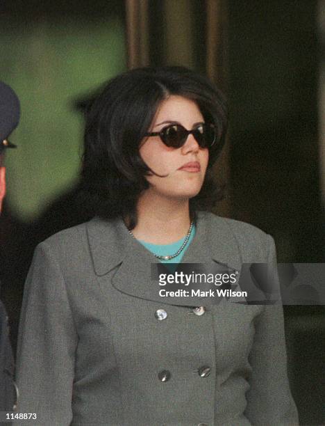 Monica Lewinsky departs from yhe U.S. District Court in Washington, DC on August 20,1998. Lewinsky was making her second appearance before the Starr...