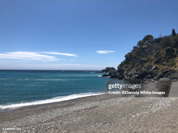 almunecar, granada province, spain - coastal view towards penon del santo - granada province imagens e fotografias de stock